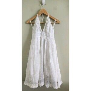 J.CREW Women's V Neck Open Back Midi White Barbie Doll Cotton Dress Size 4